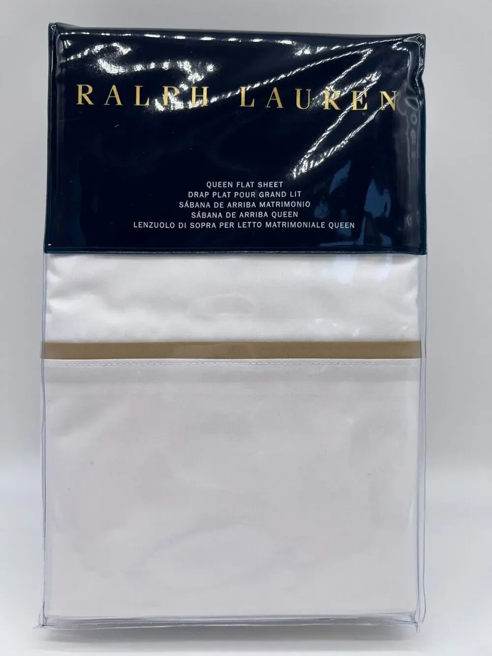 Ralph Lauren Palmer Percale Queen Flat Sheet Burnished Chamois $145.00 NEW